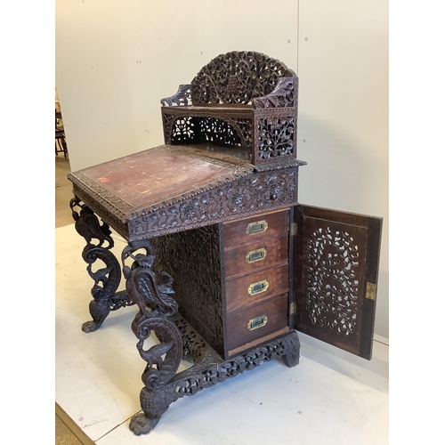 107 - An Anglo Indian Davenport desk, width 86cm, depth 71cm, height 128cm