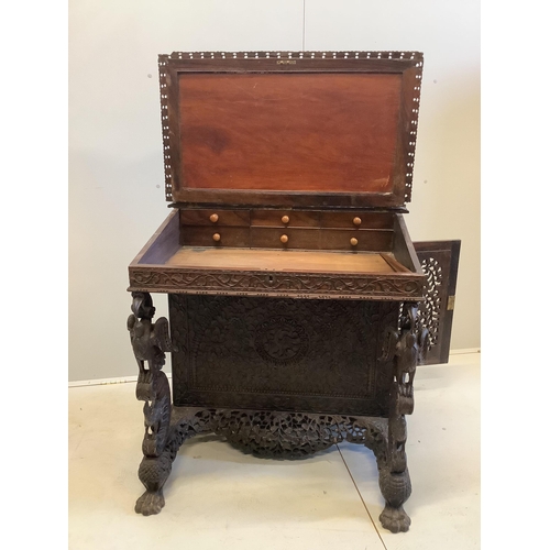 107 - An Anglo Indian Davenport desk, width 86cm, depth 71cm, height 128cm