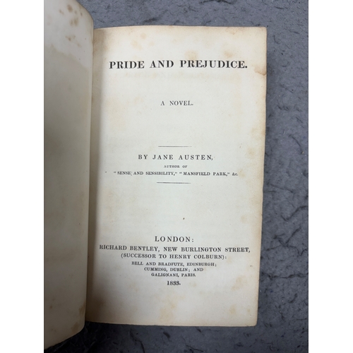 393 - ° ° Austen, Jane - Pride and Prejudice, A Novel [Standard Novels series , vol. XXX], 8vo, red morocc... 