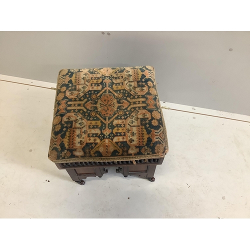 1048 - A square Moorish hardwood dressing stool, width 45cm, height 42cm