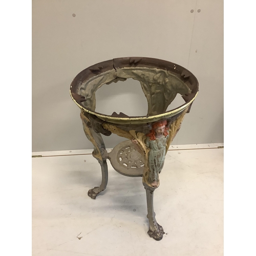 1054 - A Victorian circular painted cast iron pub table, diameter 55cm, height 76cm