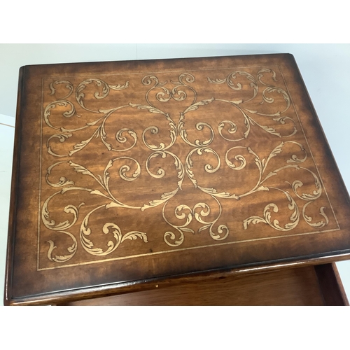 1098 - A Theodore Alexander faux marquetry two tier side table, width 66cm, depth 51cm, height 72cm