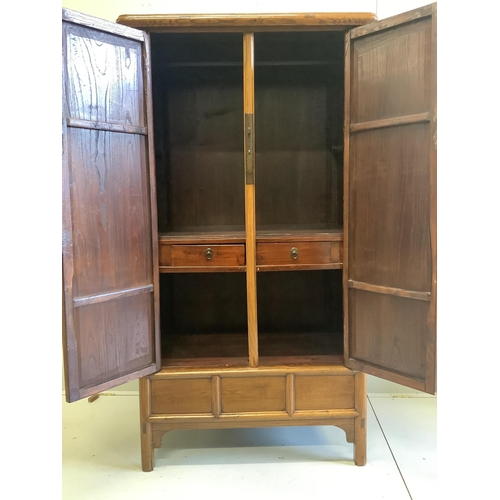 1114 - An India Jane Chinese elm two door wardrobe, width 100cm, depth 62cm, height 188cm