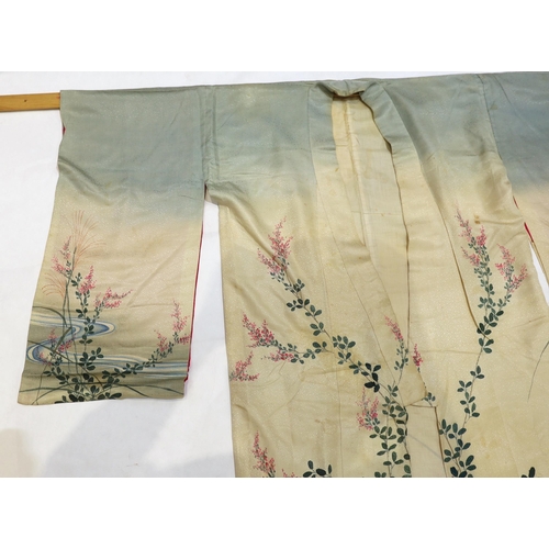 1337 - A1920s Japanese silk ladies kimono, hand painted with blossom, rivers and the moon