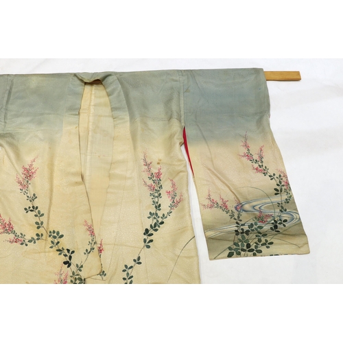 1337 - A1920s Japanese silk ladies kimono, hand painted with blossom, rivers and the moon