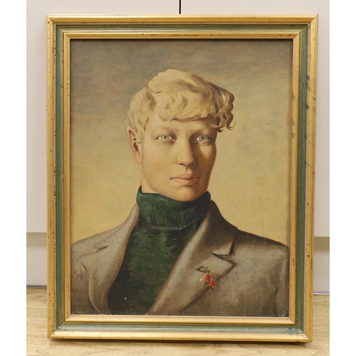 1789 - Modern British, oil on canvas, Stylish head and shoulders portrait of a young gentleman, London Soho... 