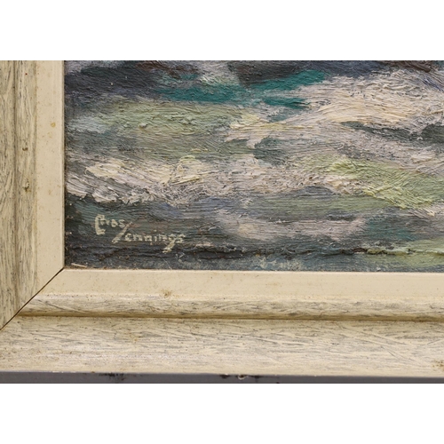 1792 - Charles Jennings (fl.1919-1935), oil on board, 'Morning after gale, Cornwall', signed, 37 x 41cm... 