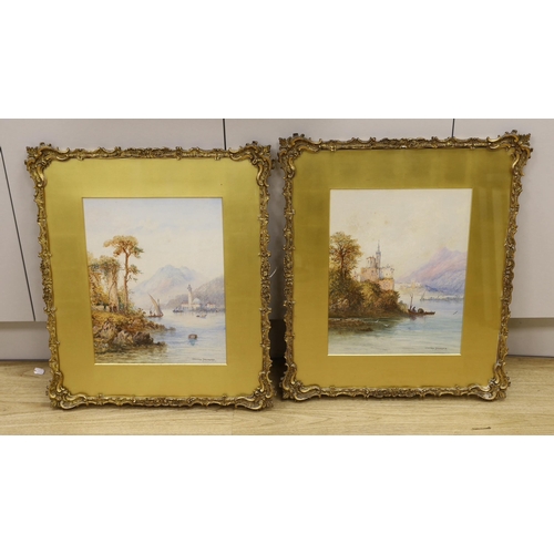 1796 - Sydney Lawrence (1858-1940), pair of watercolours, Italian mountainous lakeside scenes, signed, 40 x... 