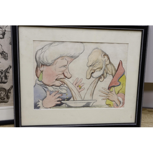 1799 - John Harold Hudson (19th/20th. C), two ink and watercolours, Caricatures, each signed and dated 1918... 