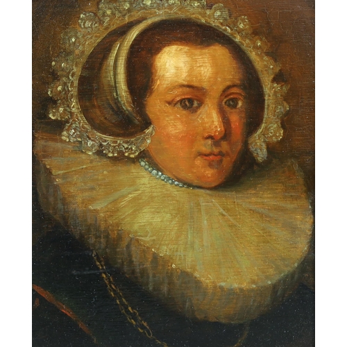 1811 - Flemish School, oil on wooden panel, Head of a lady, 21 x16.5cm