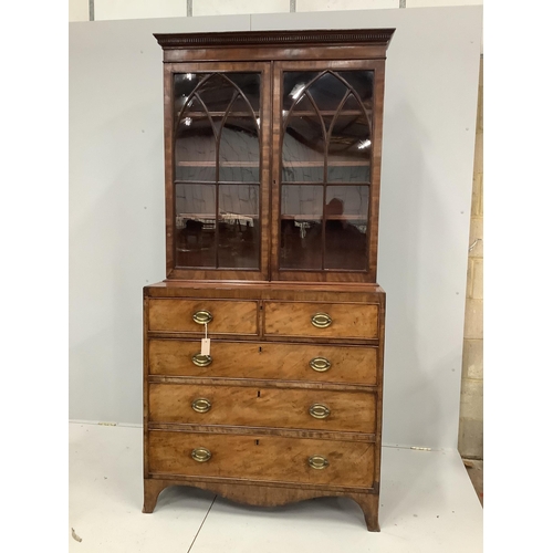 13 - A George III mahogany secretaire bookcase, width 102cm, depth 49cm, height 208cm