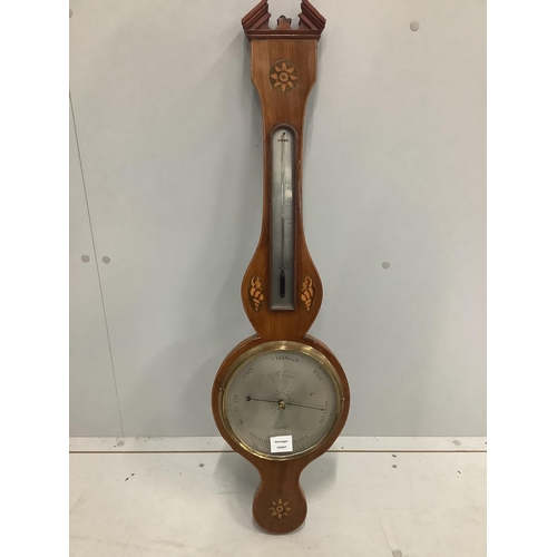 19 - An early 19th century inlaid mahogany wheel barometer, height 97cm