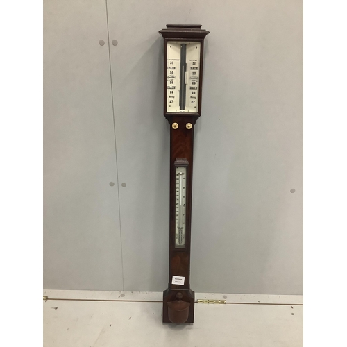 20 - A Victorian mahogany stick barometer, height 95cm