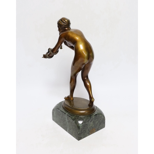 252 - After Rudolf Kaesbach (1873-1955), a bronze model of a snake charmer, 29cm