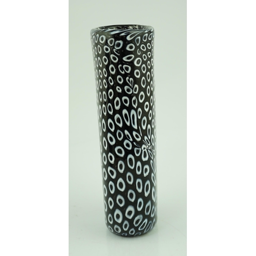 254 - ** ** Vittorio Ferro (1932-2012) A Murano glass Murrine vase, with a white on black peacock feather ... 