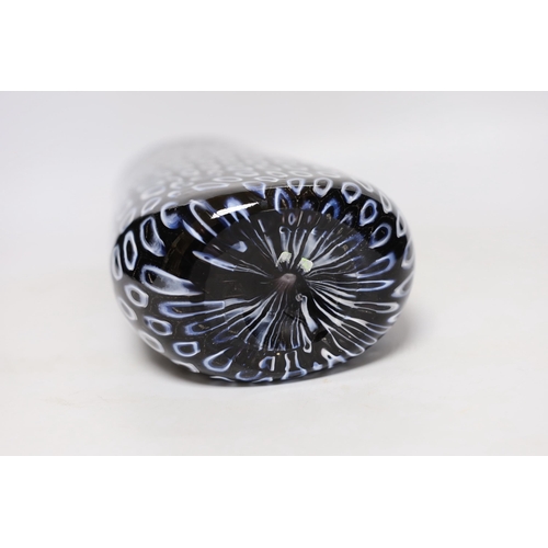 254 - ** ** Vittorio Ferro (1932-2012) A Murano glass Murrine vase, with a white on black peacock feather ... 