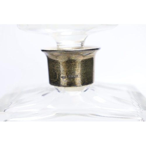 258 - A silver collared cut glass Napoleon brandy decanter, 21cm