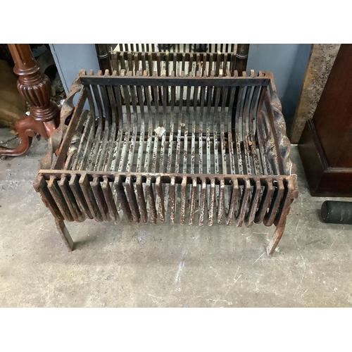 3 - A rectangular wrought iron fire basket, width 65cm, depth 49cm, height 35cm