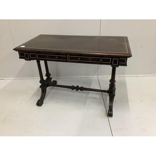 39 - A Victorian ivory inlaid ebonised hall table, width 106cm, depth 56cm, height 71cm  Cites Submission... 