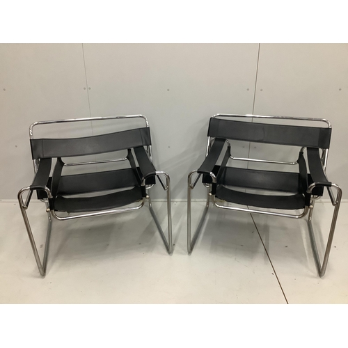 41 - After Marcel Bruer, a pair of Wassily style chairs, width 77cm, depth 65cm, height 76cm