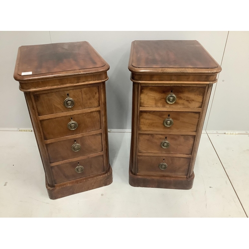 51 - A pair of Victorian mahogany bedside cabinets with dummy drawer fronts, adapted, width 42cm, depth 5... 