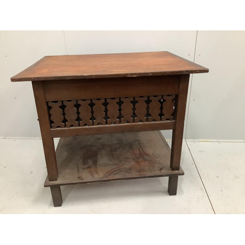 55 - A 19th century Continental rectangular pine meat safe / centre table, width 104cm, depth 82cm, heigh... 