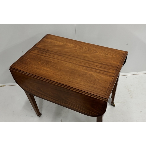 60 - A George III coromandel banded satinwood Pembroke table, width 53cm, depth 76cm, height 73cm