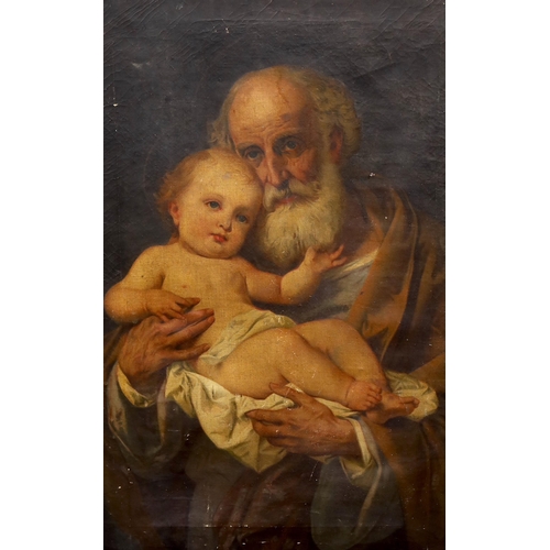 722 - Studio of Guiseppe Bertini (Italian, 1825-1898), oil on canvas, St. Joseph with Child, 89 x 59cm... 