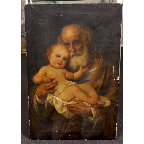 722 - Studio of Guiseppe Bertini (Italian, 1825-1898), oil on canvas, St. Joseph with Child, 89 x 59cm... 