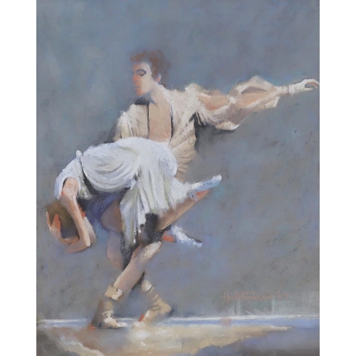 724 - Hutchinson (contemporary), pastel, Two ballet dancers, signed and dated '89, 60 x 47cm