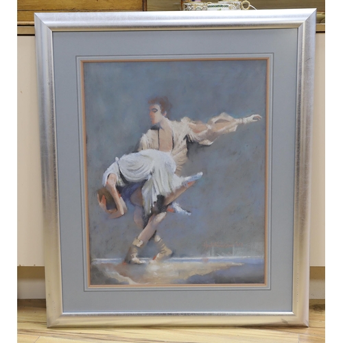 724 - Hutchinson (contemporary), pastel, Two ballet dancers, signed and dated '89, 60 x 47cm