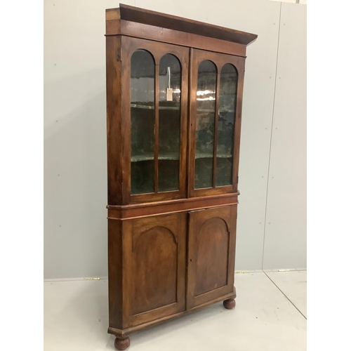 8 - A George III mahogany and pine standing corner cupboard, width 102cm, depth 40cm, height 193cm... 