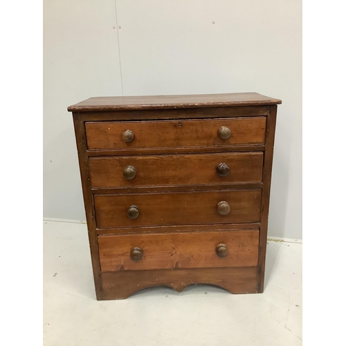 81 - A Victorian provincial pine chest of four drawers, width 87cm, depth 42cm, height 97cm