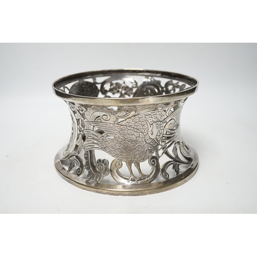 855 - A George V Irish silver dish ring, West & Son, Dublin, 1917, top diameter 18.2cm, 9.8oz.