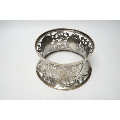 855 - A George V Irish silver dish ring, West & Son, Dublin, 1917, top diameter 18.2cm, 9.8oz.