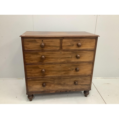 91 - An early Victorian mahogany five drawer chest, width 106cm, depth 53cm, height 104cm