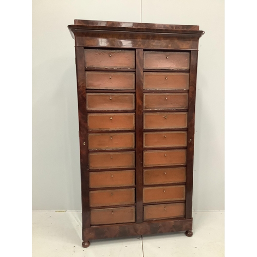 1011 - A 19th century French mahogany notary's cabinet, width 106cm, depth 37cm, height 182cm