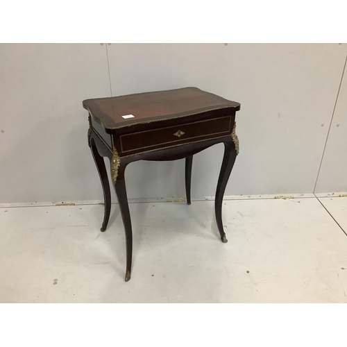 1038 - A 19th century French gilt metal mounted and brass inlaid enclosed dressing table, width 57cm, depth... 