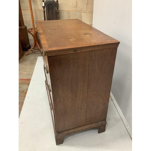 1083 - An 18th century banded oak five drawer chest, width 94cm, depth 51cm, height 95cm