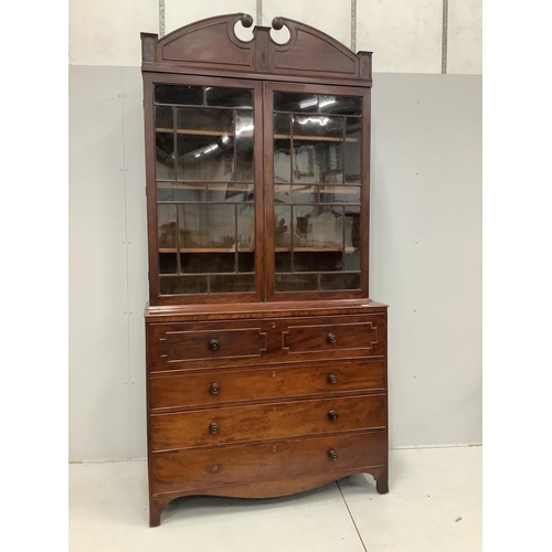 1085 - A Regency mahogany secretaire bookcase, width 123cm, depth 53cm, height 248cm