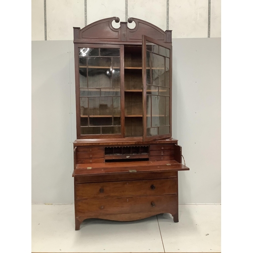 1085 - A Regency mahogany secretaire bookcase, width 123cm, depth 53cm, height 248cm