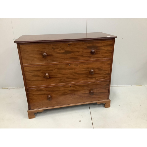 1087 - A George IV mahogany three drawer chest, width 116cm, depth 53cm, height 102cm