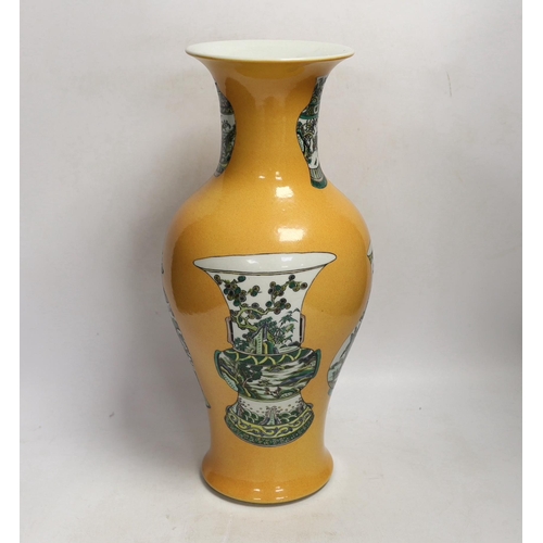 1334 - A Chinese famille verte baluster vase, 41.5cm