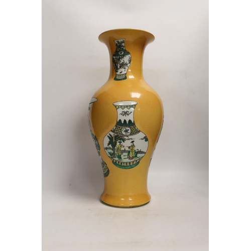 1334 - A Chinese famille verte baluster vase, 41.5cm