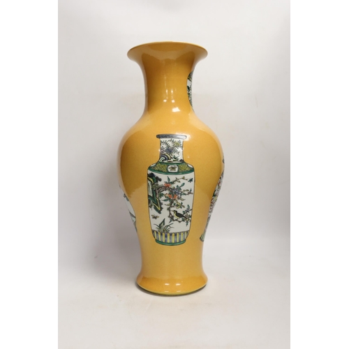 1334 - A Chinese famille verte baluster vase, 41.5cm