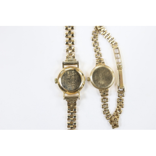 1892 - A lady's 9ct gold Longines manual wind wrist watch, on a 9ct gold bracelet and a similar Avia quartz... 