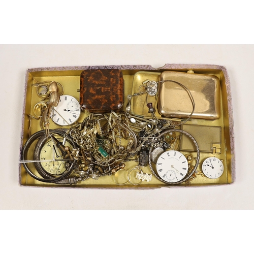 1910 - A quantity of assorted mainly costume jewellery and other items including a silver hinged bangle, pa... 