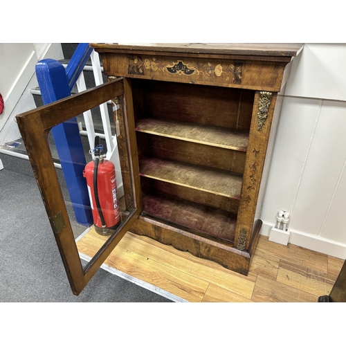 118 - A Victorian gilt metal mounted marquetry inlaid walnut pier cabinet, width 82cm, depth 33cm, height ... 