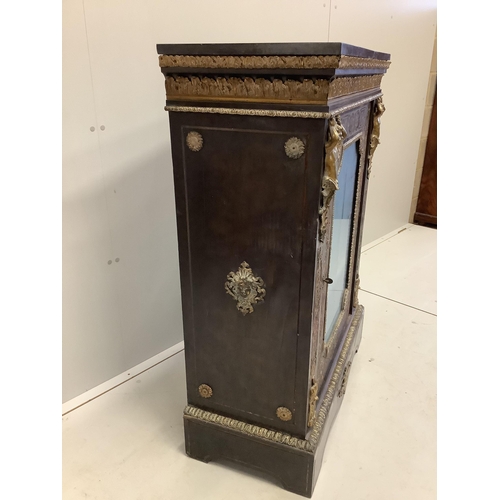 13 - A 19th century French gilt metal mounted boulle marble top pier cabinet, width 84cm, depth 38cm, hei... 