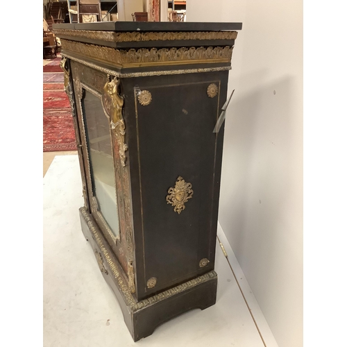 13 - A 19th century French gilt metal mounted boulle marble top pier cabinet, width 84cm, depth 38cm, hei... 